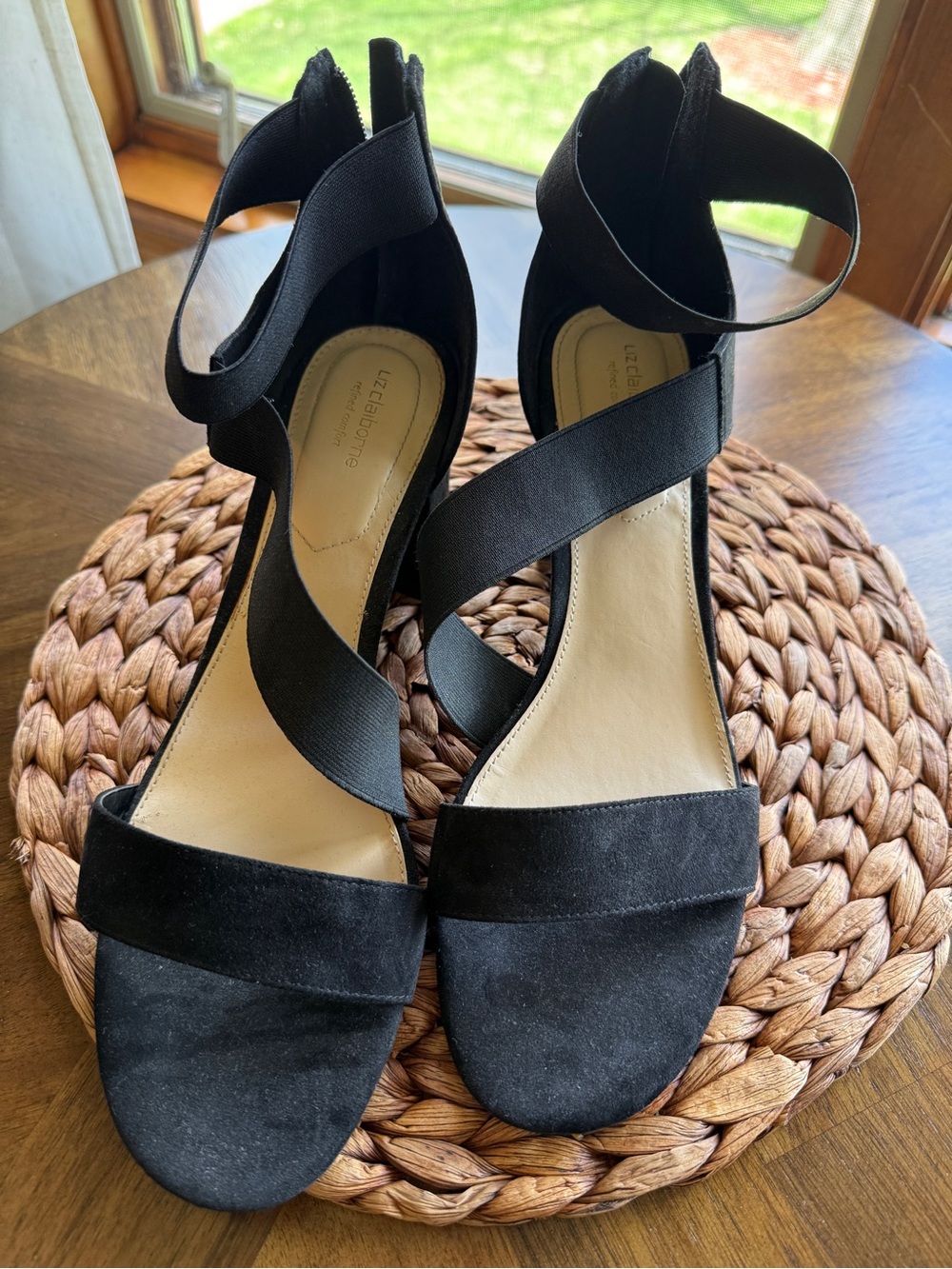 Liz Claiborne Black Strappy Ankle-Wrap Heels